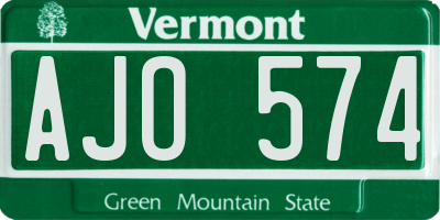 VT license plate AJO574