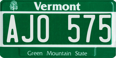 VT license plate AJO575