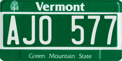 VT license plate AJO577