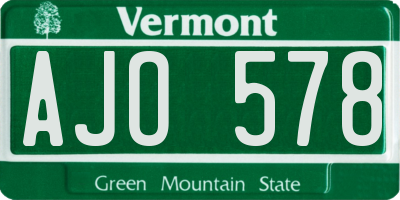 VT license plate AJO578