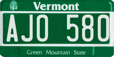 VT license plate AJO580