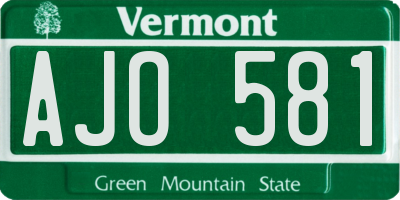 VT license plate AJO581