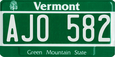 VT license plate AJO582