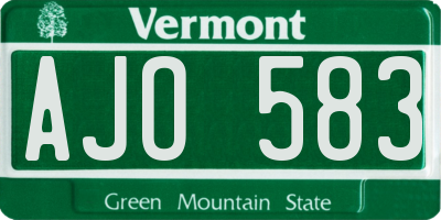 VT license plate AJO583