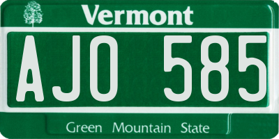 VT license plate AJO585