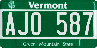 VT license plate AJO587