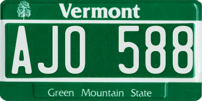 VT license plate AJO588