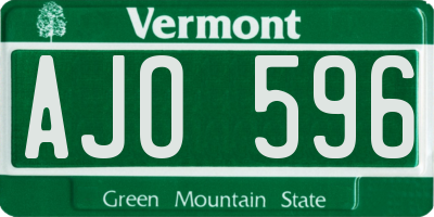 VT license plate AJO596