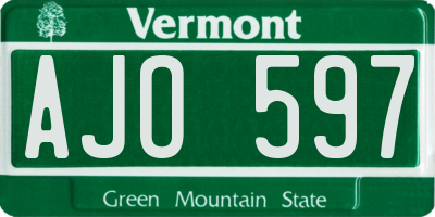VT license plate AJO597