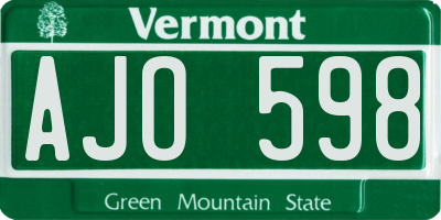 VT license plate AJO598