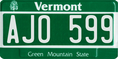 VT license plate AJO599
