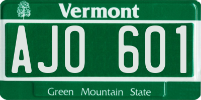 VT license plate AJO601