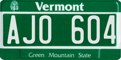 VT license plate AJO604