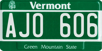 VT license plate AJO606