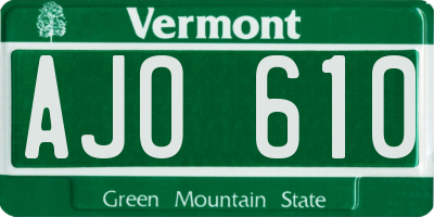 VT license plate AJO610