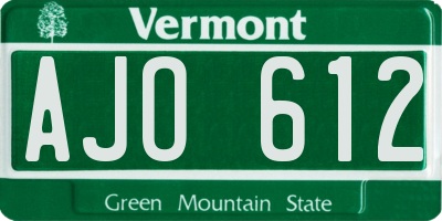 VT license plate AJO612