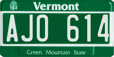 VT license plate AJO614