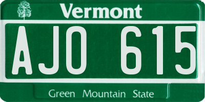 VT license plate AJO615