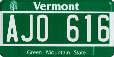 VT license plate AJO616