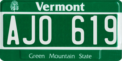 VT license plate AJO619