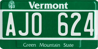 VT license plate AJO624