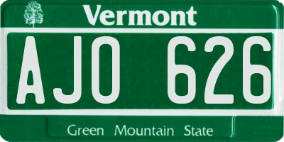 VT license plate AJO626