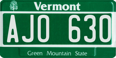 VT license plate AJO630