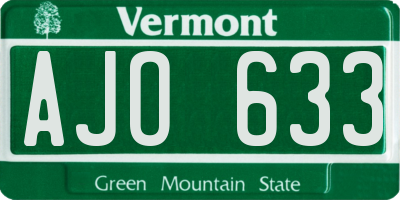 VT license plate AJO633