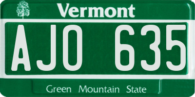 VT license plate AJO635