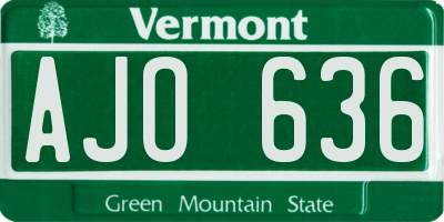 VT license plate AJO636