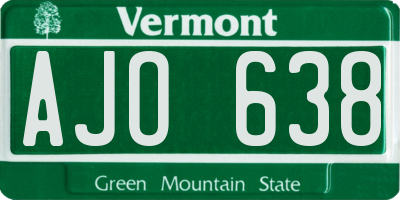 VT license plate AJO638