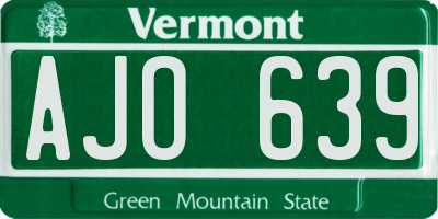 VT license plate AJO639