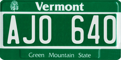 VT license plate AJO640