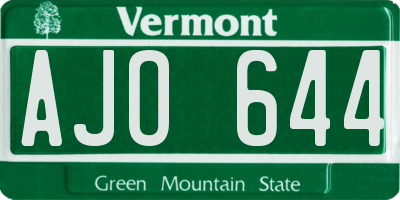 VT license plate AJO644