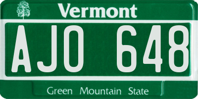 VT license plate AJO648