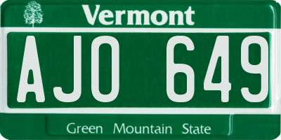 VT license plate AJO649