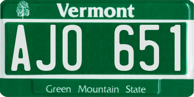VT license plate AJO651