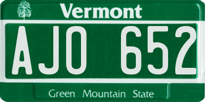 VT license plate AJO652