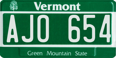 VT license plate AJO654