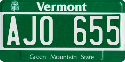 VT license plate AJO655