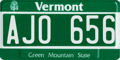 VT license plate AJO656