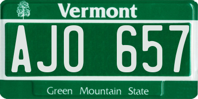 VT license plate AJO657