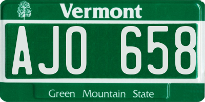 VT license plate AJO658