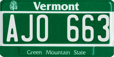 VT license plate AJO663