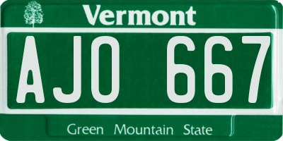 VT license plate AJO667
