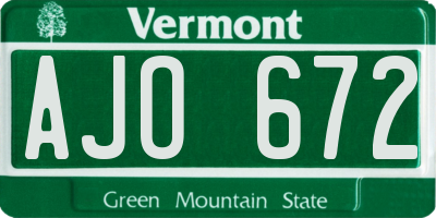 VT license plate AJO672
