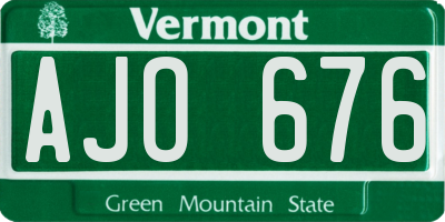VT license plate AJO676