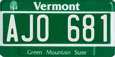 VT license plate AJO681
