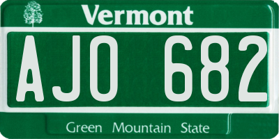 VT license plate AJO682