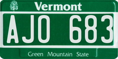 VT license plate AJO683